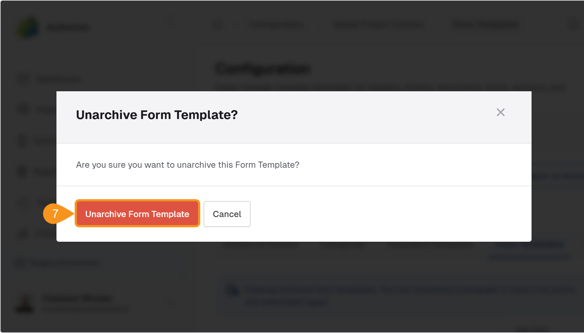 Restore Archived Form Template 3
