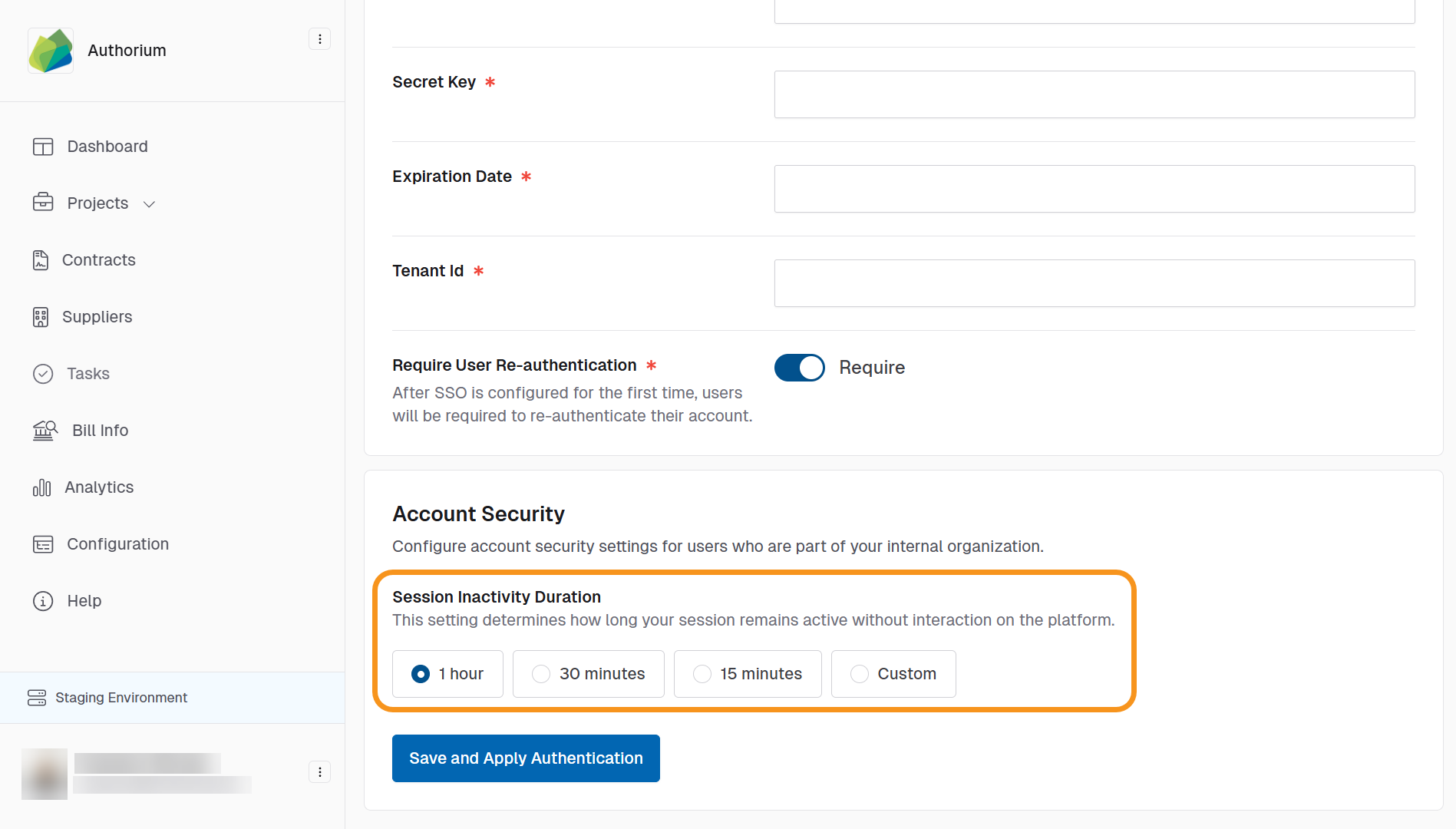 Session Inactivity Duration