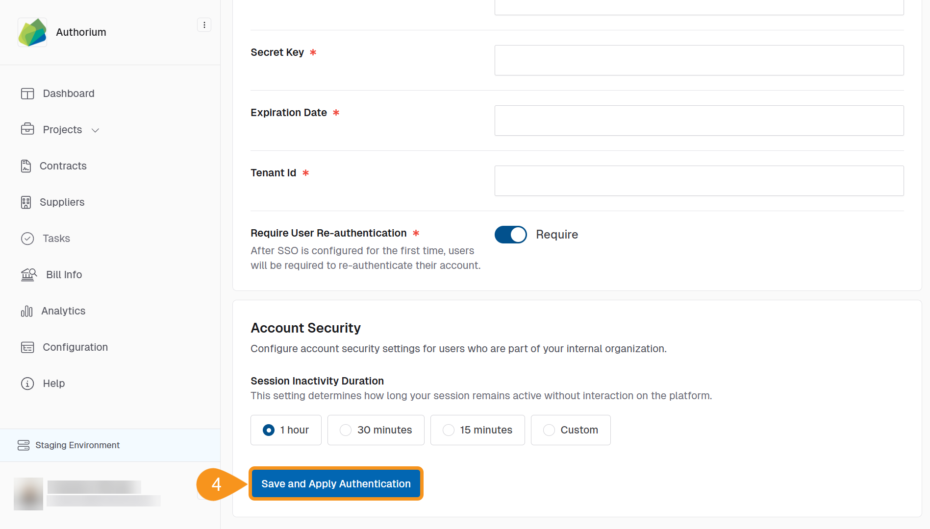 Save and Apply Authentication