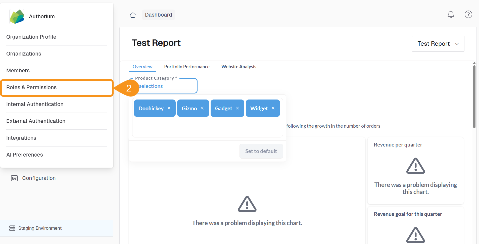 Roles & Permissions menu option highlighted in the project settings